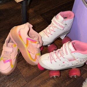 Kids Roller Skates & heelies set little girls used size 1